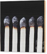 Burnt Matches On Black Wood Print