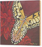 Butterfly Wrapped In Red Wood Print