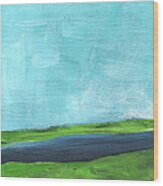 By The River- Abstract Landscape Painting Wood Print