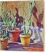 Cactus Shadows Wood Print