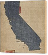California Map Denim Jeans Style Wood Print