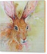 Camouflage Brown Hare Wood Print