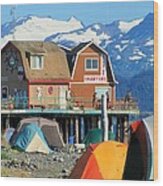 Camping On Homer Spit Wood Print
