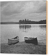 Canoes - Canisbay Lake - B N W Wood Print