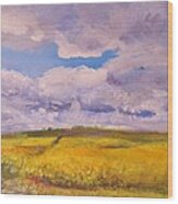 Canola And Clouds Wood Print