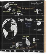 Cape Verde Exotic Map Wood Print