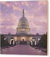 Capitol Building Sunset - Washington Dc Wood Print