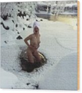 Carla Larson Nude In A River Wood Print