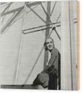 Carole Lombard Sitting On A Beam Of A Scaffolded Wood Print