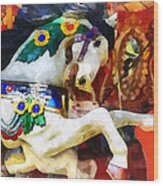 Carousel Horse Closeup Wood Print