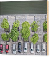 Cars On A Parking Lot Wood Print