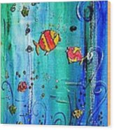 Tropical Fish Paintings- Ideal For Shower Curtains Or Bathrooms Wood Print