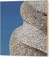 Casa Mila Abstract Chimney Detail In Barcelona Wood Print