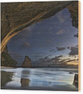 Cathedral Cove Wood Print