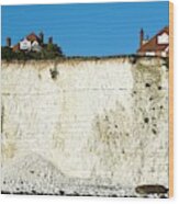 Chalk Cliffs And Houses Wood Print
