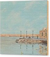Chania Harbour And Mosque In January Wood Print