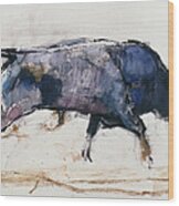 Charging Bull Wood Print