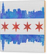 Chicago Flag Watercolor Wood Print