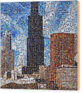 Chicago Photo Mosaic Wood Print