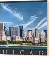Chicago Skyline Panorama Poster Wood Print