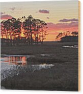 Chincoteague Island Sunset Wood Print