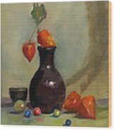 Chinese Lanterns And Marbles Wood Print