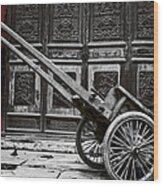 Chinese Wagon In Black And White Xi'an China Wood Print