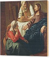 Christ In The House Of Martha And Mary Wood Print