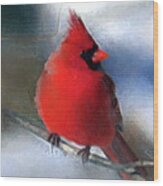 Christmas Card - Cardinal Wood Print