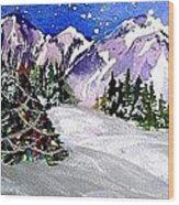 Christmas In The Mountains Wood Print