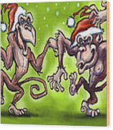Christmas Monkeys Wood Print