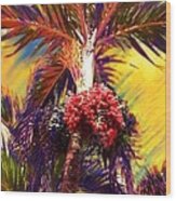 V Christmas Palm Tree In Yellow - Vertical Wood Print