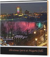 Christmas Spirit At Niagara Falls - Holiday Card Wood Print