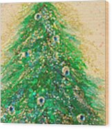 Christmas Tree Gold By Jrr Wood Print