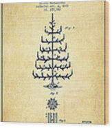 Christmas Tree Patent From 1882 - Vintage Wood Print