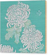 Chrysanthemums And Butterflies Wood Print