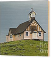 Church On A Hill Wood Print