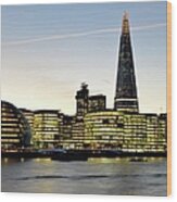 City Hall And Shard, Twilight Wood Print