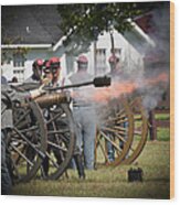 Civil War Cannon Fire Wood Print