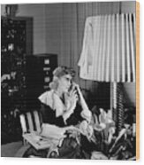 Clare Boothe Luce At Her Desk Wood Print