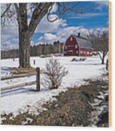 Classic New England Farm Scene Wood Print