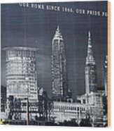 Cleveland Skyline Banner Wood Print