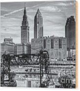 Cleveland Skyline And The Flats Vi Wood Print