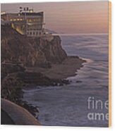 Cliff House Sunset Wood Print
