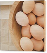 Close Up Of Eggs In Bowl, Studio Shot Wood Print