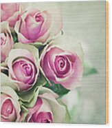 Close Up Of Pink Roses Bouquet Wood Print