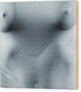 Close-up Of Woman's Body In Wet Shirt Wood Print