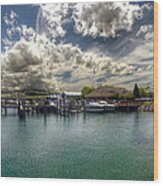 Clouds Over The Marina Wood Print