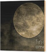 Cloudy Moon Wood Print