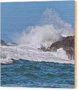 Coastal Pacific Wave Surge Wood Print